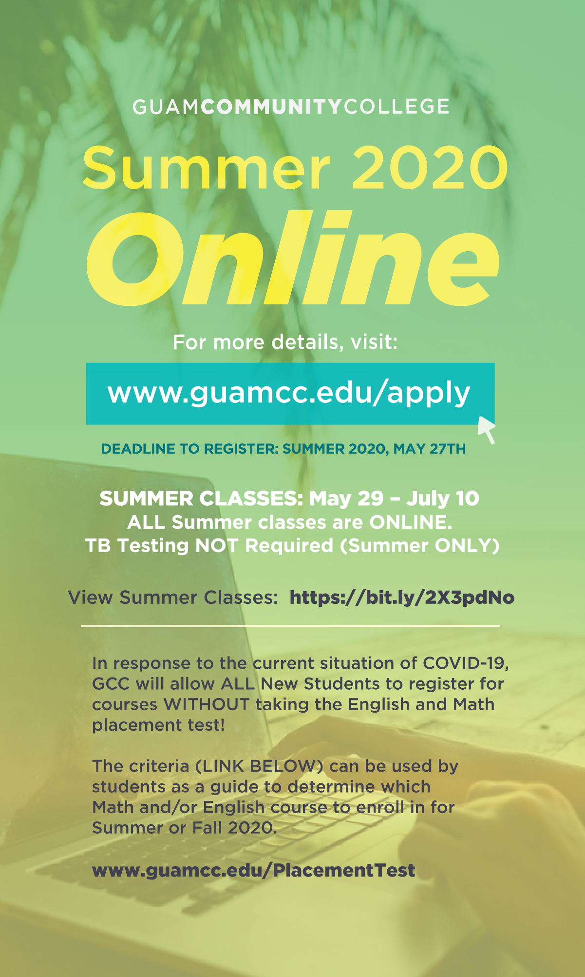 Online Summer Classes Guam Community College GCC Guam